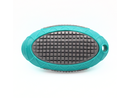 Checkered soft oval dog chew toy - blue